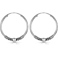 Los mejores  - Amberta Aros Tribales de Bali en Plata de Ley 925 - Pendientes Étnicos de Estilo Indio - Varios Modelos